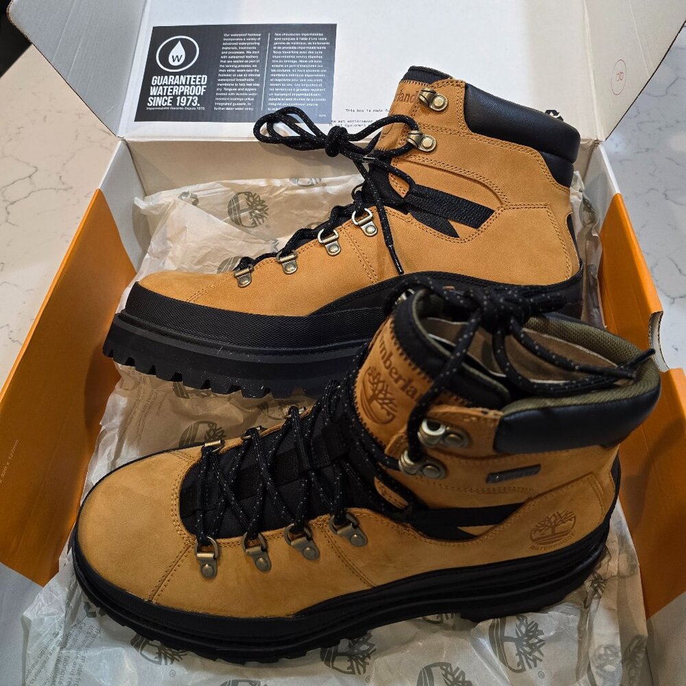 New Timberland GORE-TEX Waterproof Boots Vibram Wheat Black Nubuck Mens 10